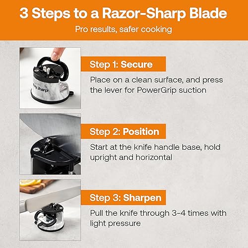 Miniatura 9 de AnySharp EDITIONS Afilador de cuchillos manos libres - Herramienta de afilado fácil de usar con base de succión PowerGrip y ángulo preestablecido