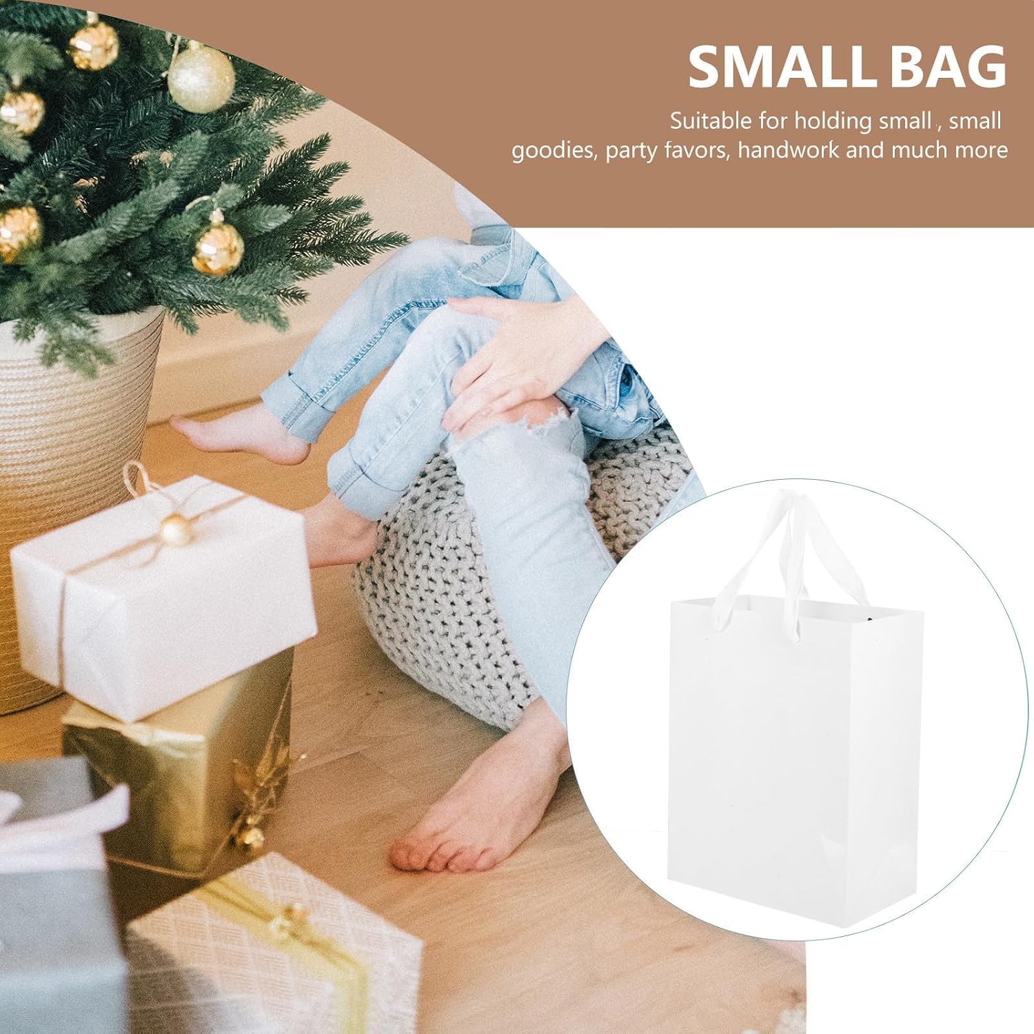 NIYANGLE 10pcs White Paper Gift Bags with Handles for Parties and Carrying image 4
