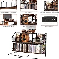 Vista 6 de Homeiju Soporte para tocadiscos con capacidad para hasta 500 álbumes, soporte para tocadiscos con gabinete de almacenamiento para tocadiscos