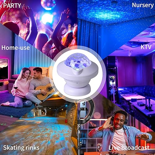Miniatura 6 de Proyector OVNI, iluminación de nebulosa Aurora giratoria de 360, luz nocturna con control remoto y control de sonido, proyector de luz nocturna para