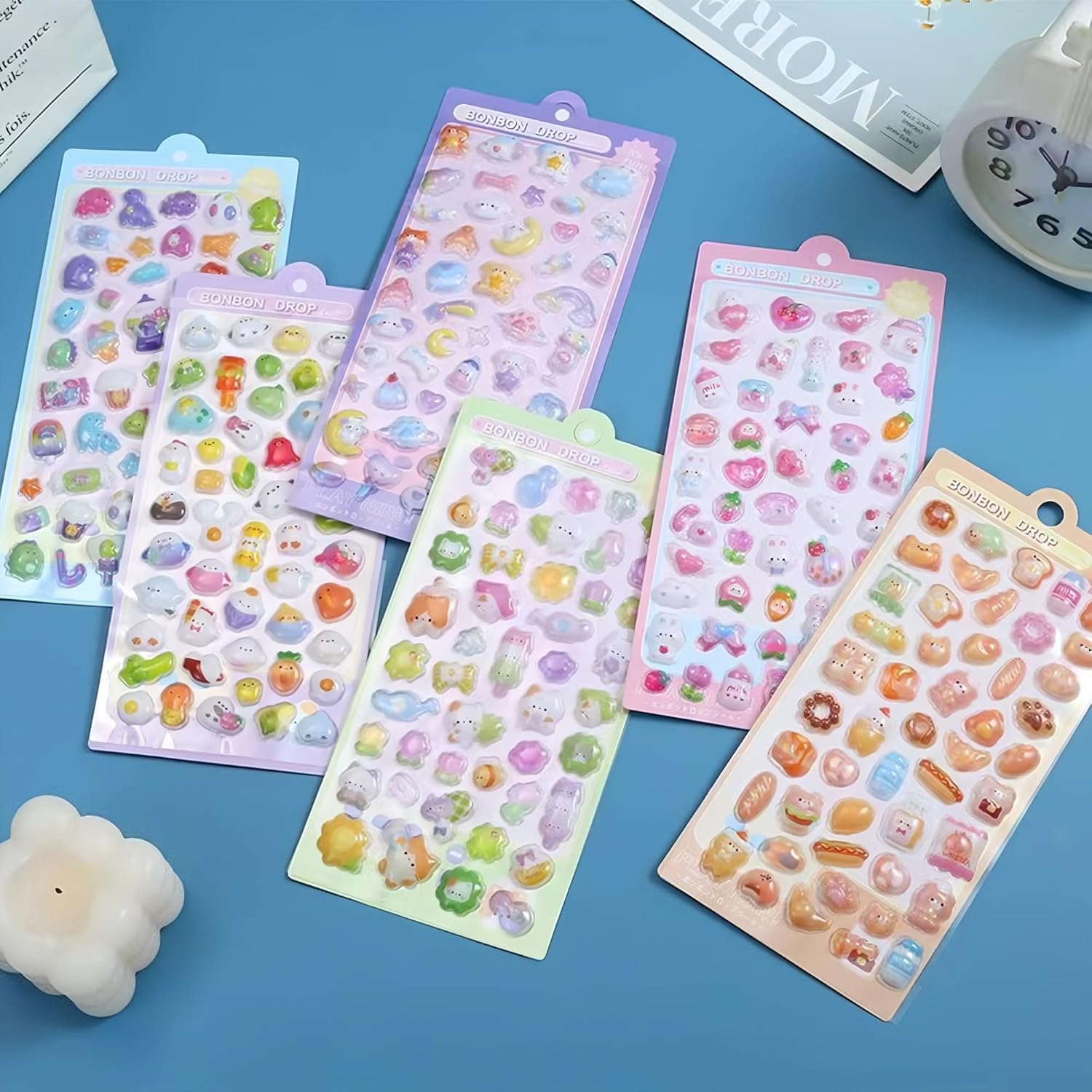 Cute 3D Puffy Stickers Kawaii Resin Animal Cartoon Sticker, Tiny DIY Stickers for Scrapbooks Laptops Water Bottles (Multicolor)