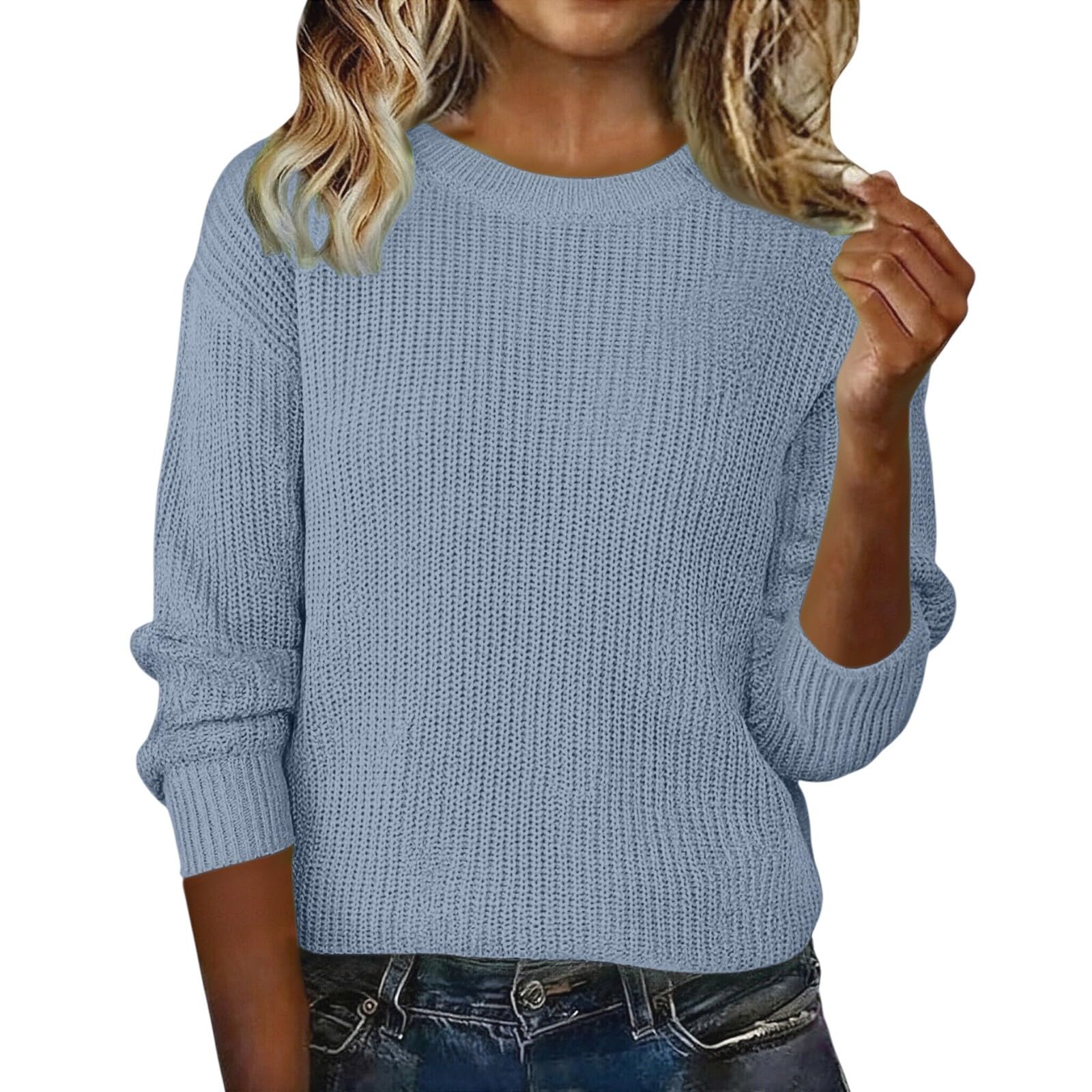 Sweater for Fall 2025 Long Sleeve Lightweight Knit Pullover Tops Business Casual Crew Neck Tunic Shirt Dressy Sweaters