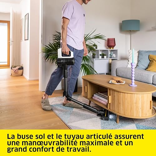 KÄRCHER aspirateur sans Fil VCS 3 Nano Flex, autonomie : Jusqu’à 50 Minutes, Tube d’Aspiration articulé, Tuyau Flexible, buse de Sol avec LED, buse de Fentes, Brosse plumeau, 1 Batterie 22 V - 4