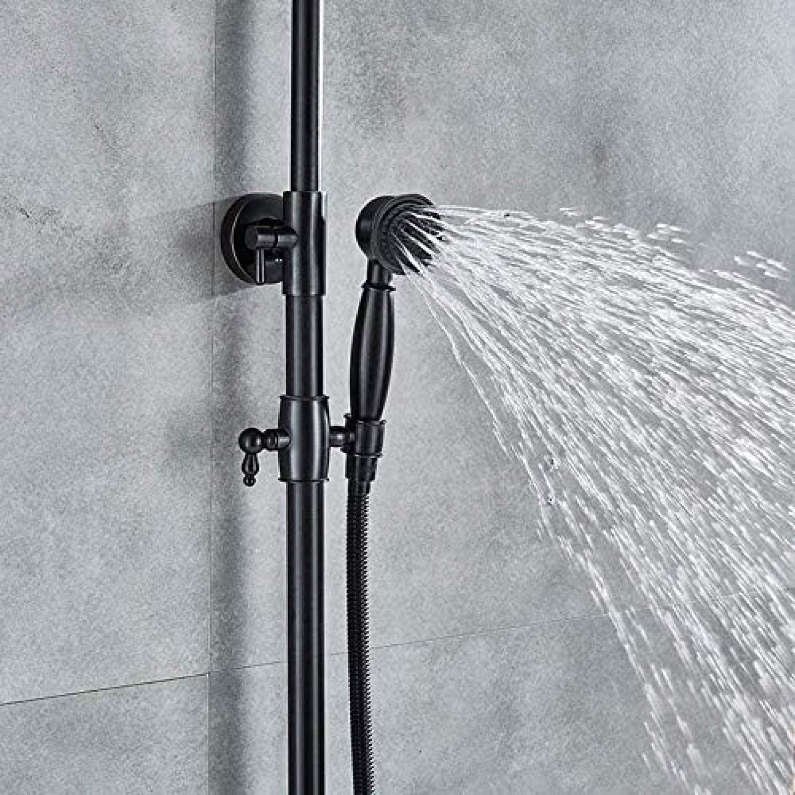 Sistema Doccia Set Doccia Nero a 3 funzioni Doccia a Pioggia con soffione Doccia Doccetta Asta Regolabile Pannello Doccia Colonna Doccia Rubinetto Doccia