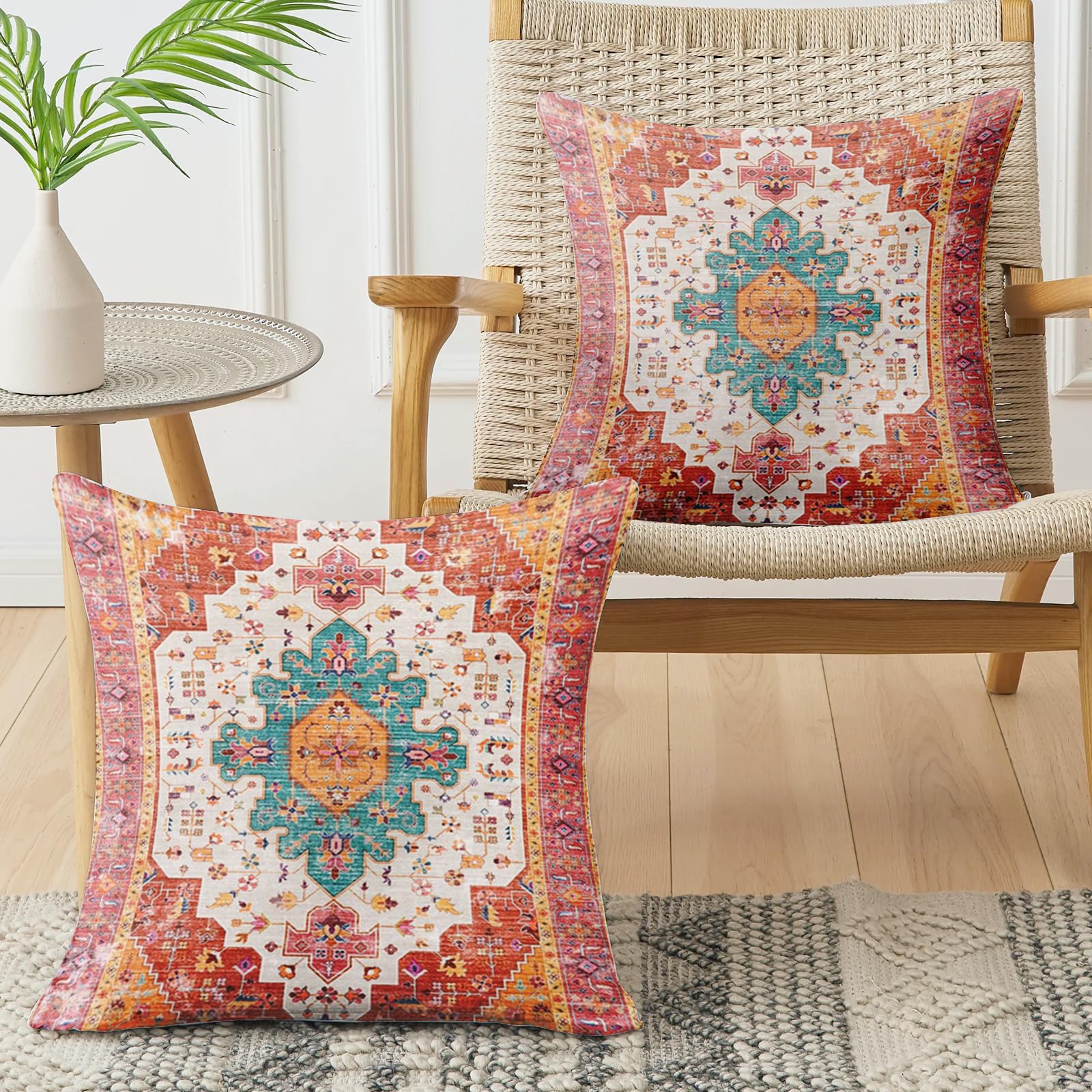 XPHZZL Cushion Covers 45cm x 45cm Set of 2 Short Plush Soft Decorative Square Throw Pillow Case Boho Pillowcases for Sofa Couch Bedroom Outdoor Home Office Car Decor with Invisible Zipper 18x18 Inch - Image 3