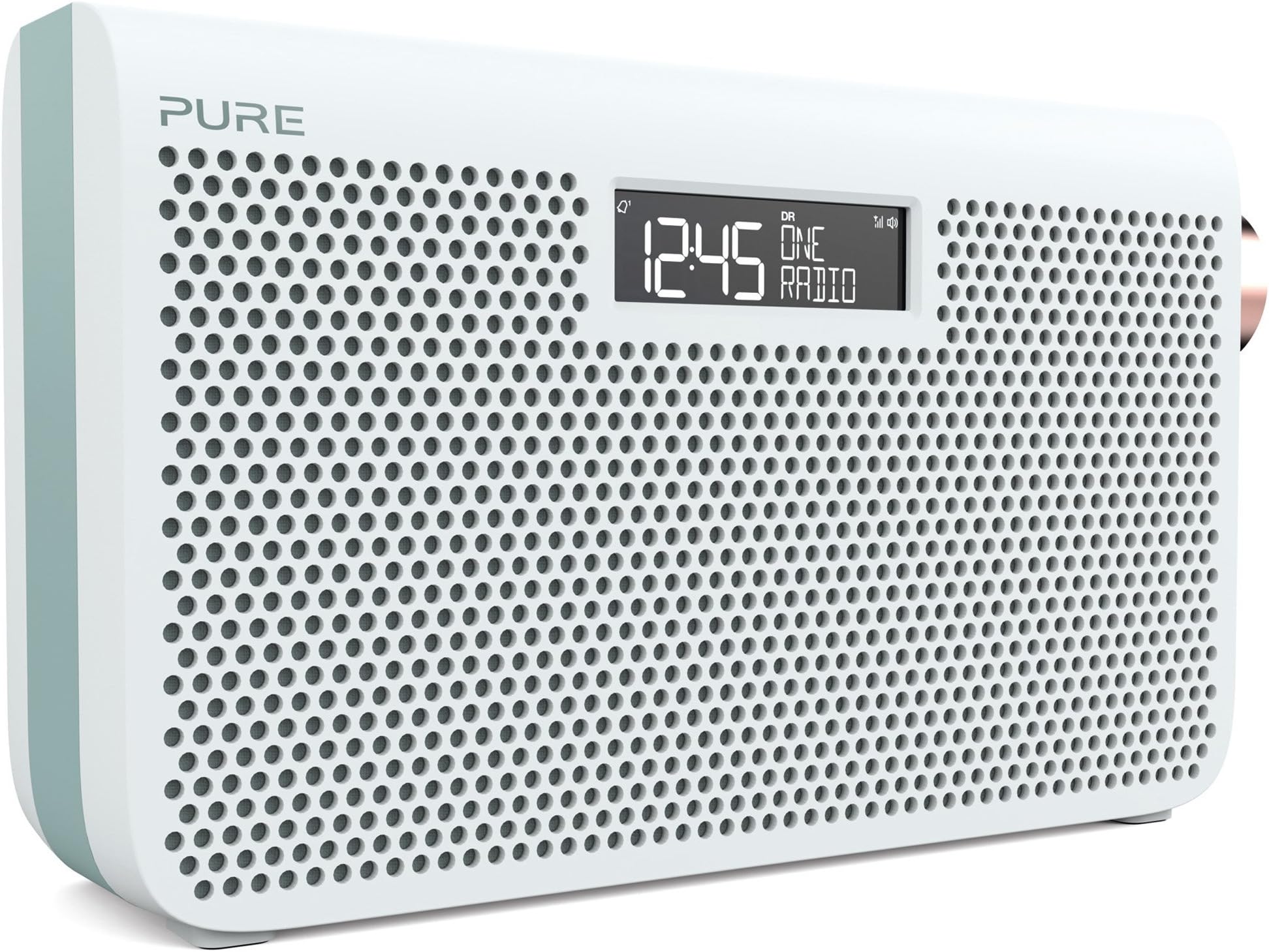 Pure One Maxi Series 3s FM/DAB+/DAB Digital Radio – Portable DAB Radio with Stereo Sound, Dual Alarm Clock, AUX Input, Headphone Socket – Mains Powered or Battery Powered, Jade White