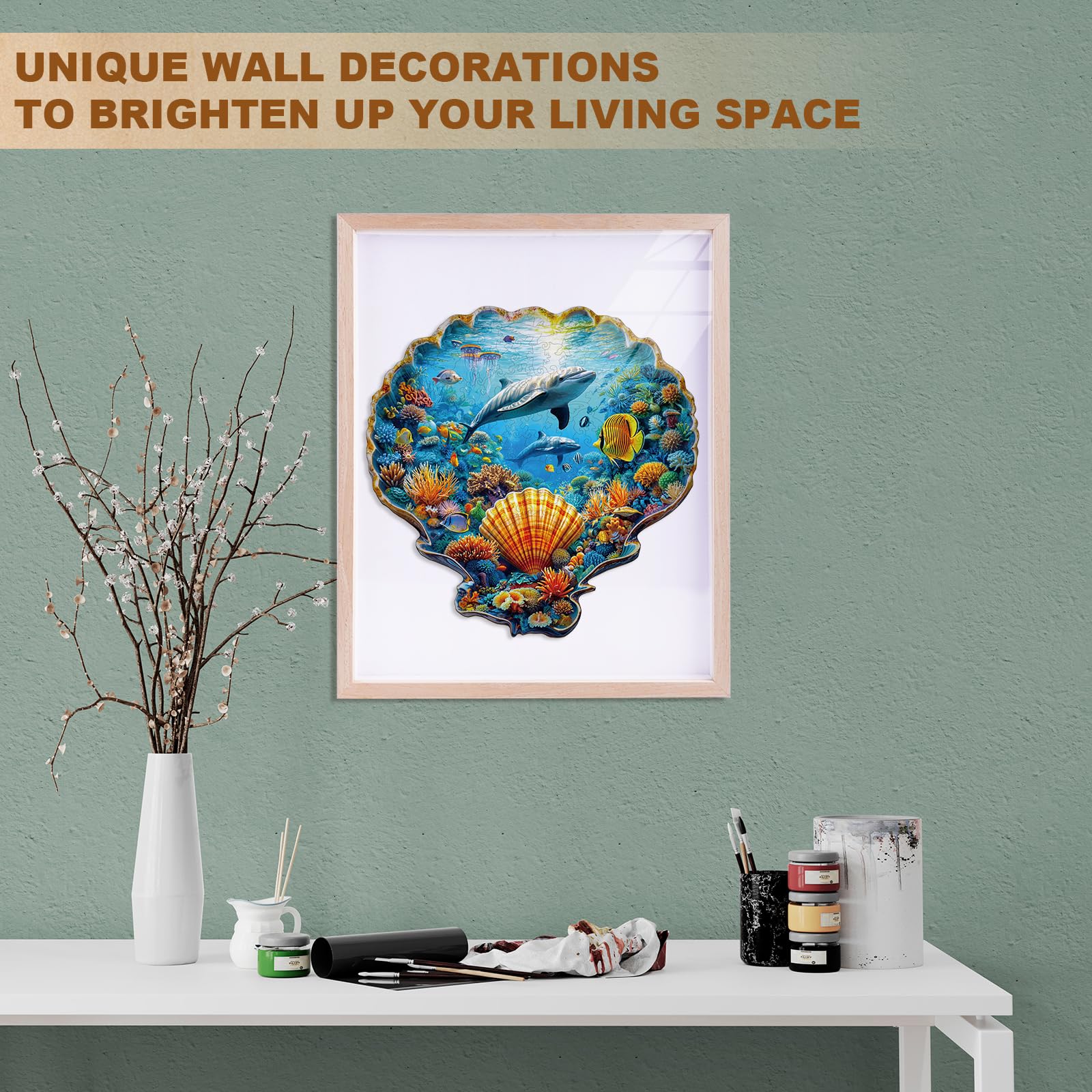 Casse-tête en bois pour adultes, coquilles du monde sous-marin, puzzle en bois de forme unique pour adultes, cadeaux créatifs pour amis, jeu de famille, décoration d'intérieur (34 x 33,8 cm, 245