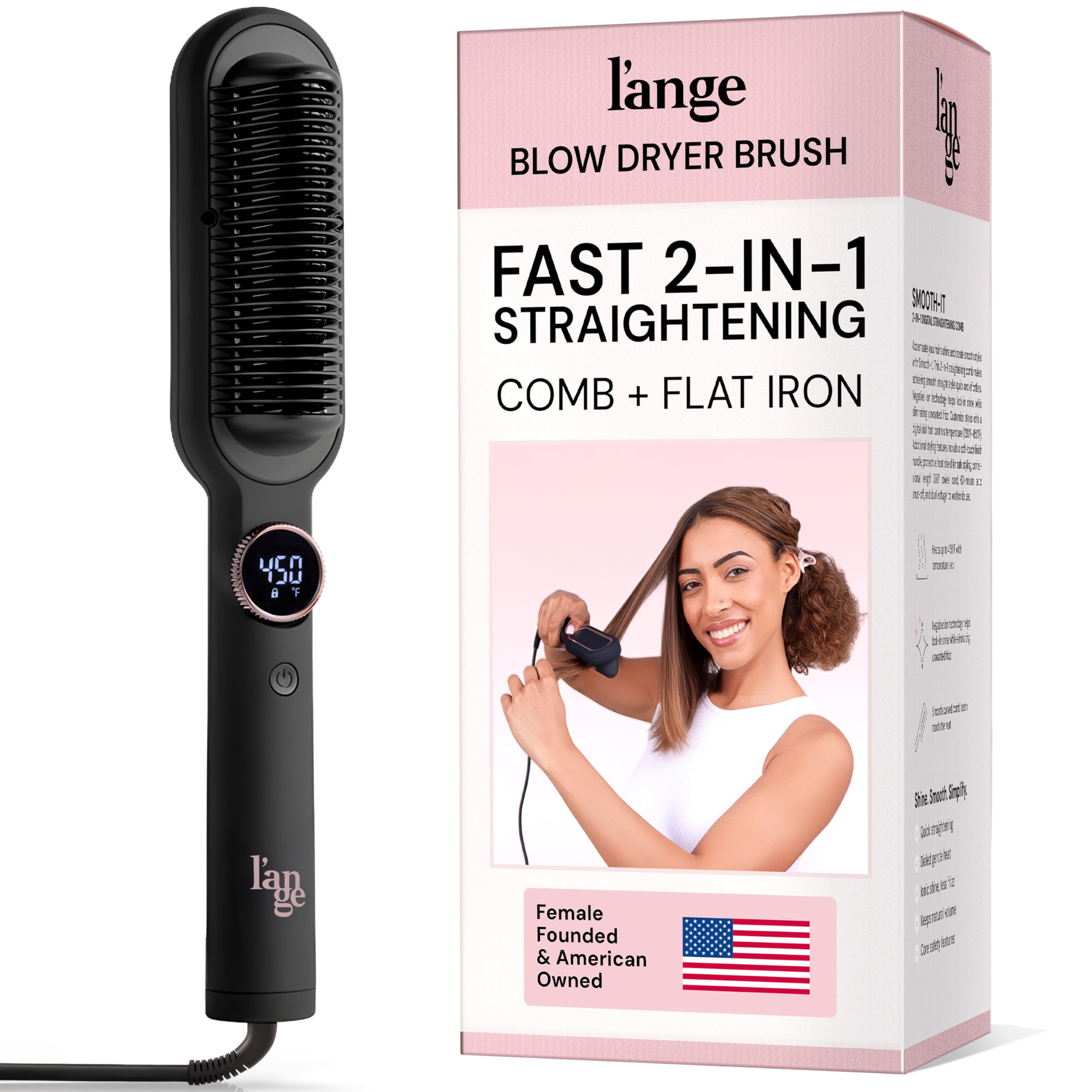 Amazon.com : L'ANGE HAIR Smooth It 2-in-1 Hair Straightener Brush