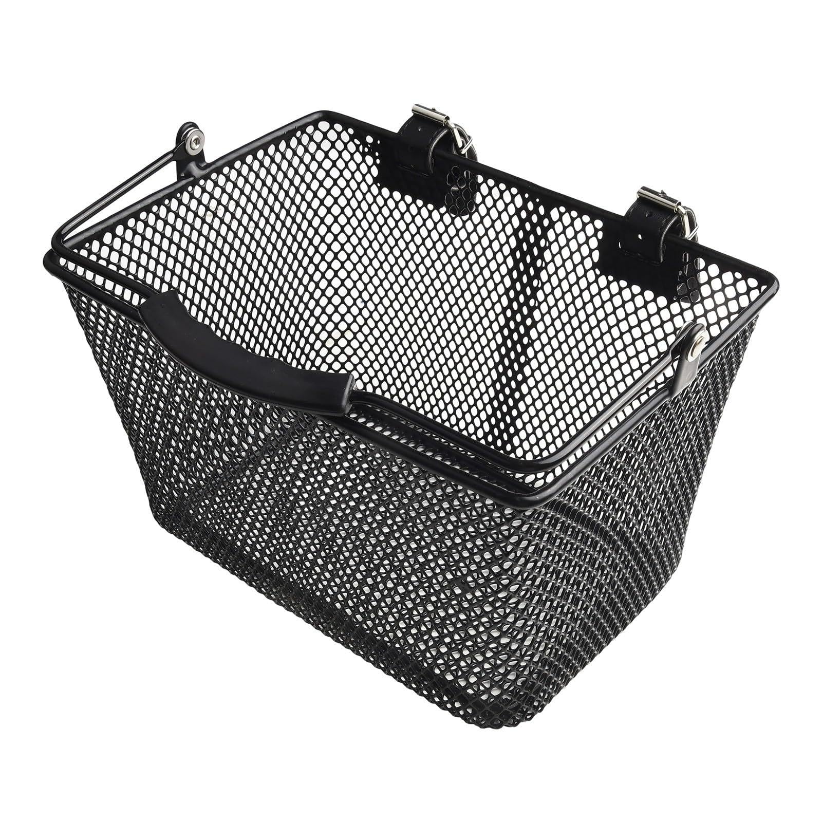 Panier avant vélo enfant noir en fer avec poignée amovible pour guidon