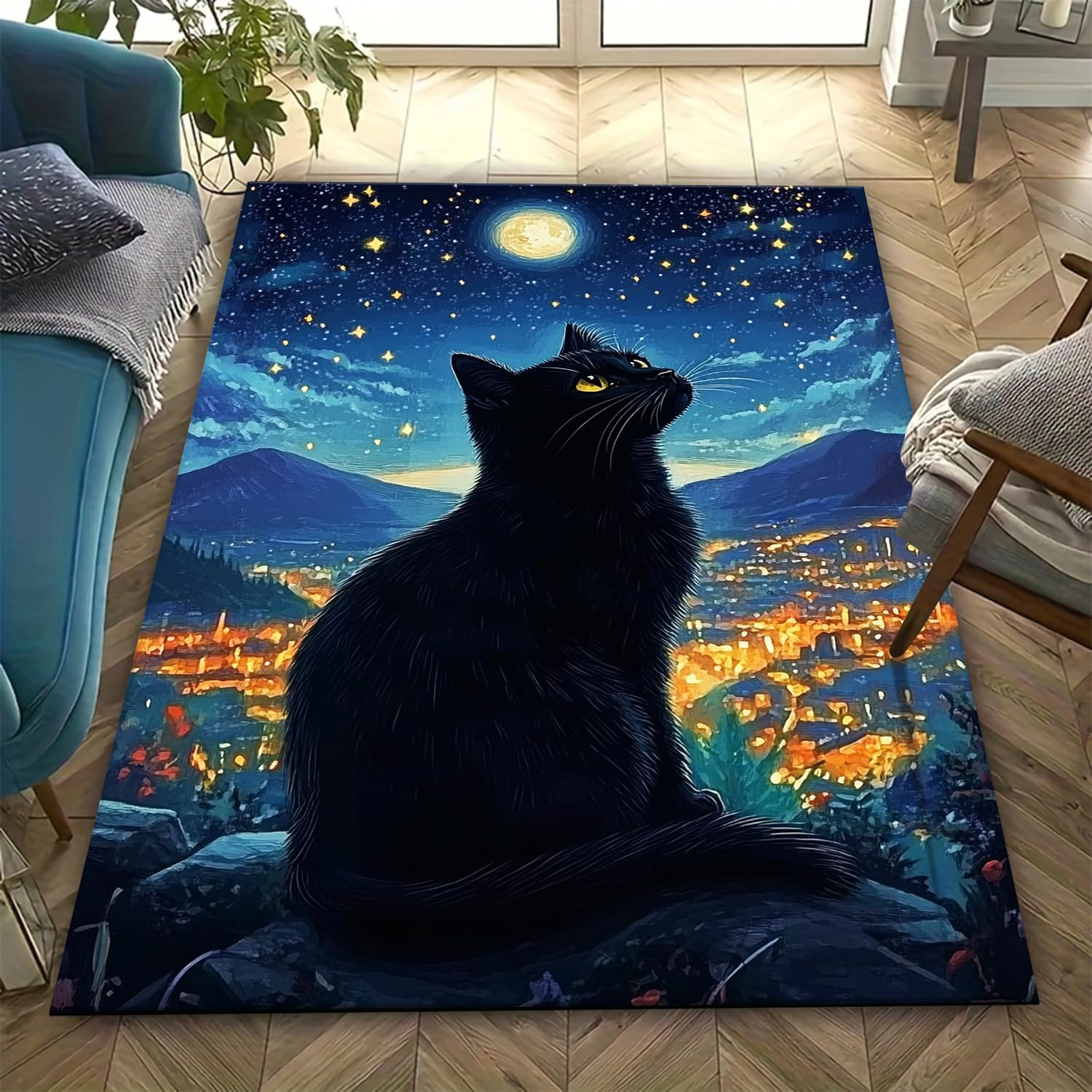 Tapis de chambre chat 3D doux et antidérapant pour le salon des enfants