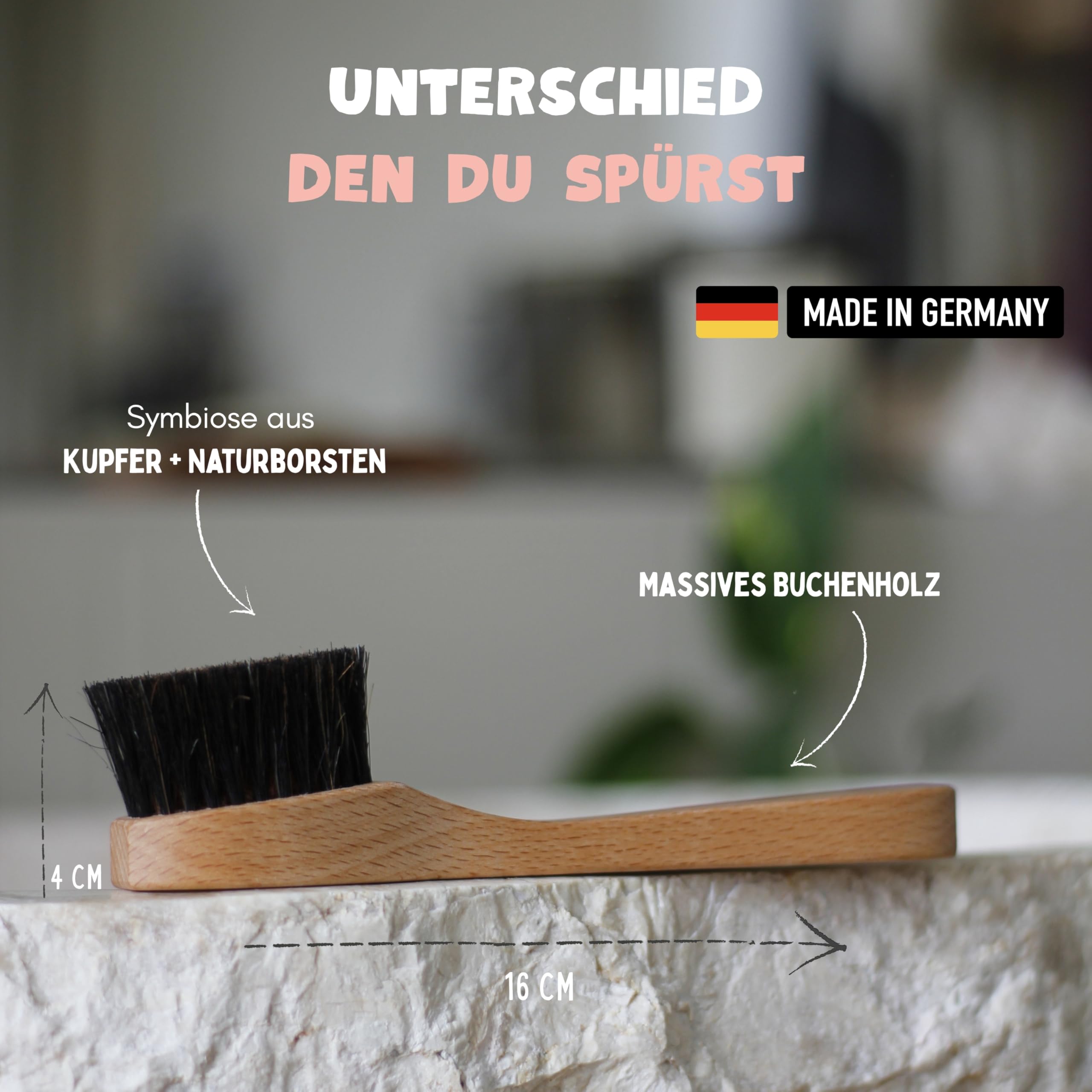 Spazzola a secco per viso – Spazzola linfatica per drenaggio linfatico, scrub viso, pelle sana & Glow (ionico-facciale) Lymph Spazzola Made in Germany – Spazzola monastica con rame