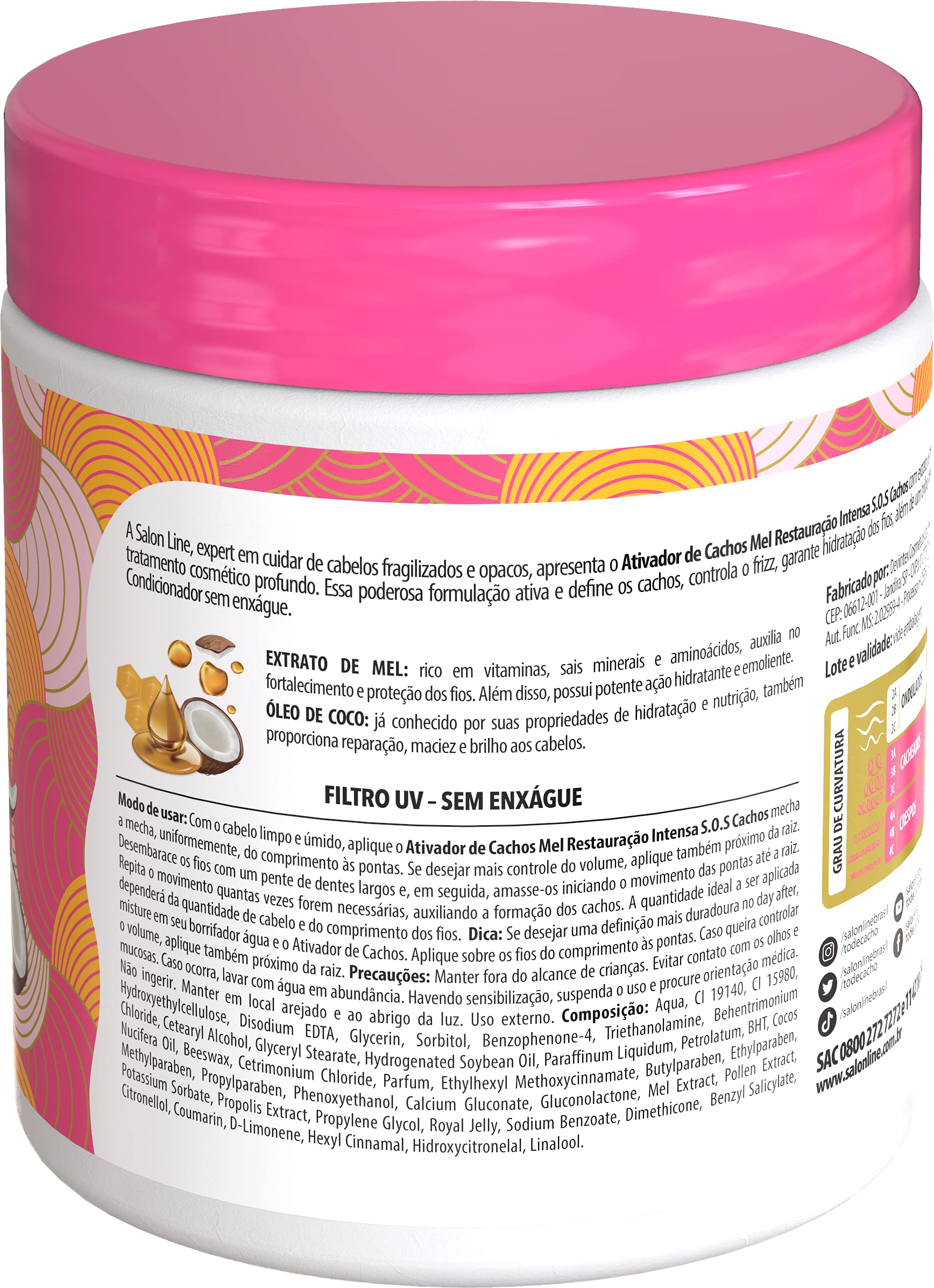 Linha Tratamento Sos Cachos Salon Line Ativador De Cachos Mel Cachos Intensos 500 Gr Salon Line Treatment Sos Curls Collection Intense Curls Honey Curl Activator Net 17 63 Oz Buy Online