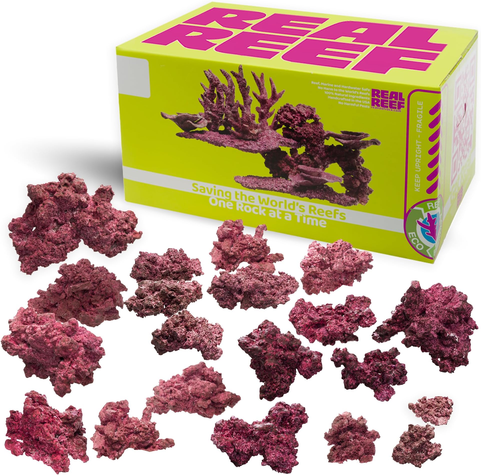 Original Rock, 50 lb Small/Medium Box (20–30 pcs) - Artificial Live Rock for Saltwater Aquariums, Porous Reef Rock for Marine Aquascapes & Coral Growth