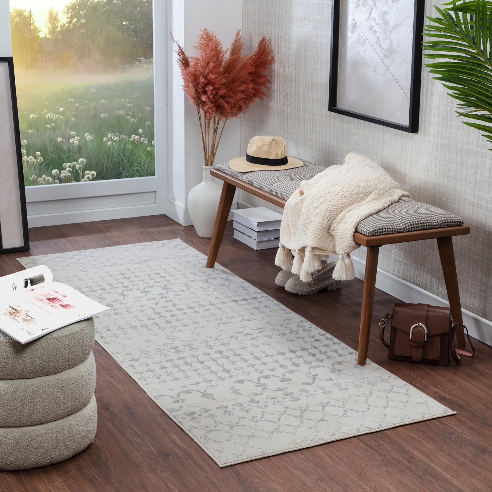 Livabliss Berber SOFIA Geometric Cream High Pile Area Rug - 80x150cm
