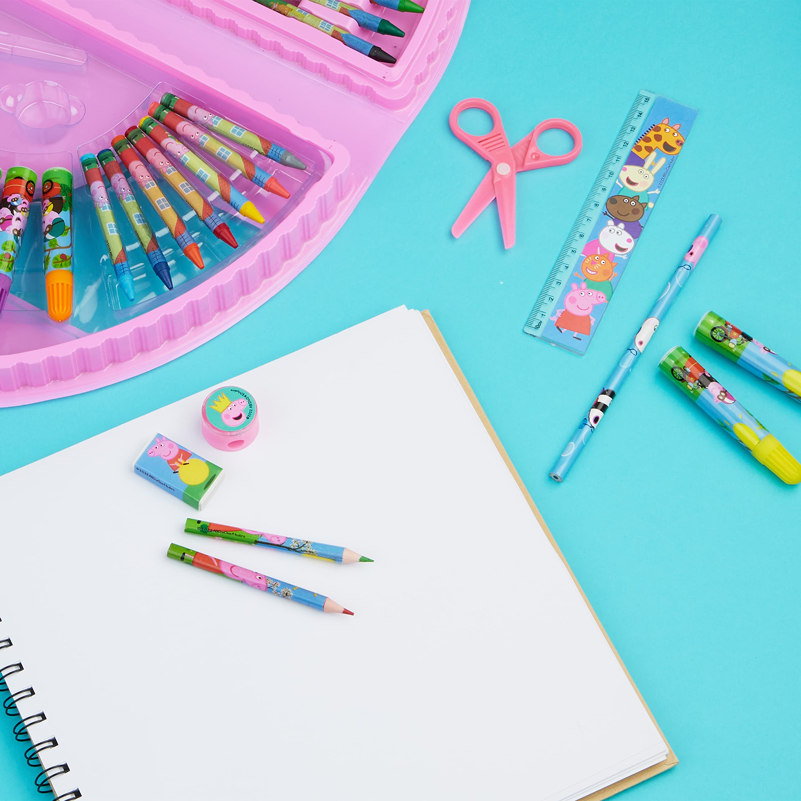 Peppa Pig Malette Dessin Enfant 50 Pcs - Peinture, Crayons de Couleur, Feutres - Coffret Coloriage - Idée Cadeau Petite Fille
