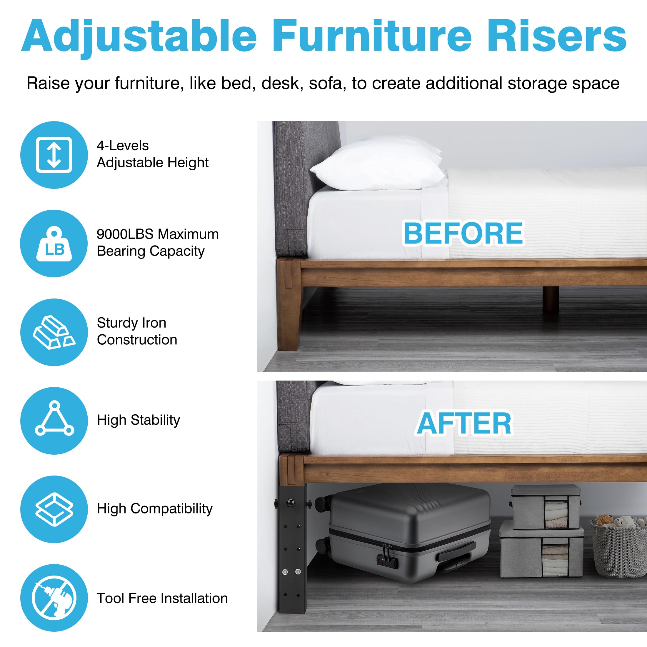 Wooden Bed Frame Risers Wooden Bed Risers Tall Complete Care Shop