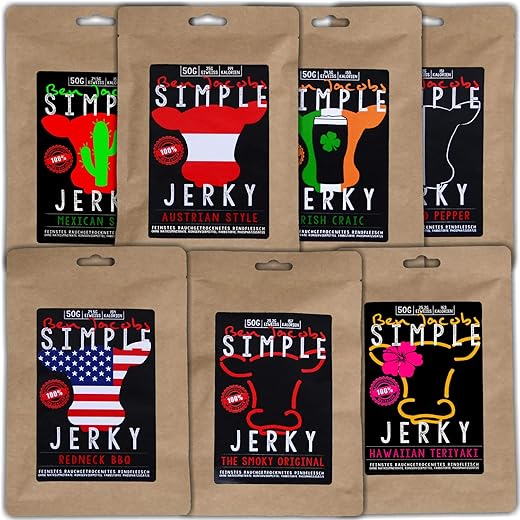 Beef Jerky Box of Samples, 5 x 50 g, Dried Meat No. 1 in Austria, No Additives, No Preservatives