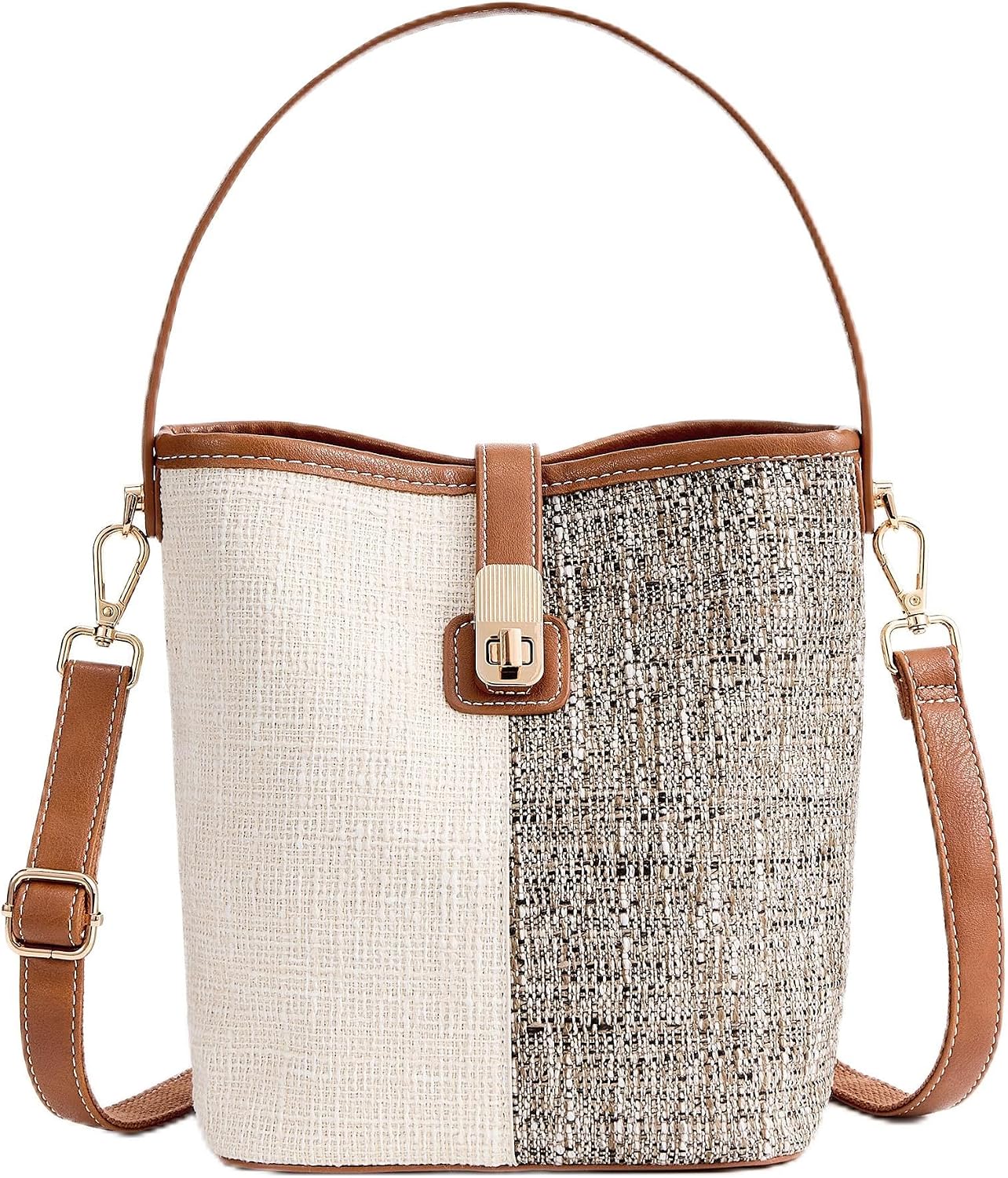 Crossbody Bucket Bag Women Top Handle Handbag with Zippered Pouch