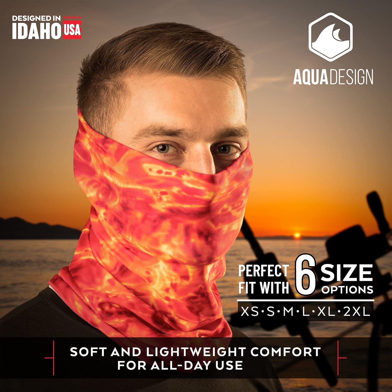 Miniatura 4 de Aqua Design Máscaras de caza de pesca Polaina de cuello Hombres y Jóvenes UPF 50+ Máscara solar Protección Máscara de camuflaje Pasamontañas Bandana