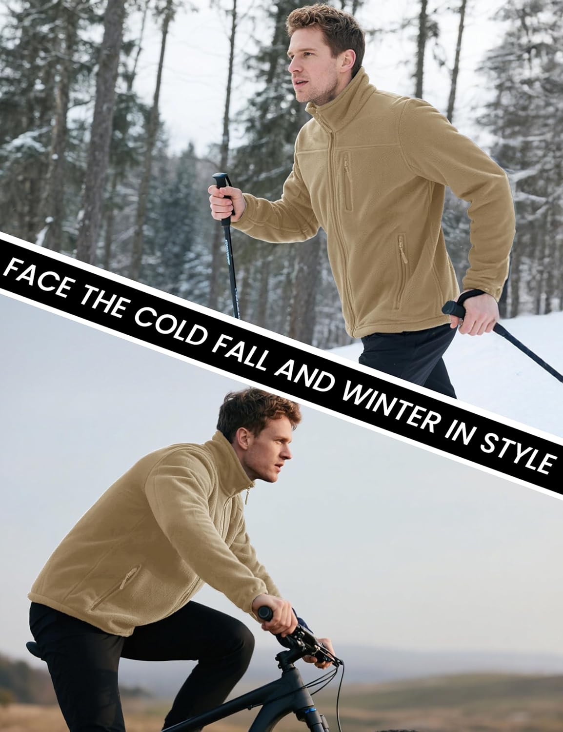 MAGCOMSEN Men's Winter Zip Up Polar Fleece Jacket Athletic Tactical Hiking Outdoor Jackets with 3 Pockets - Image 6