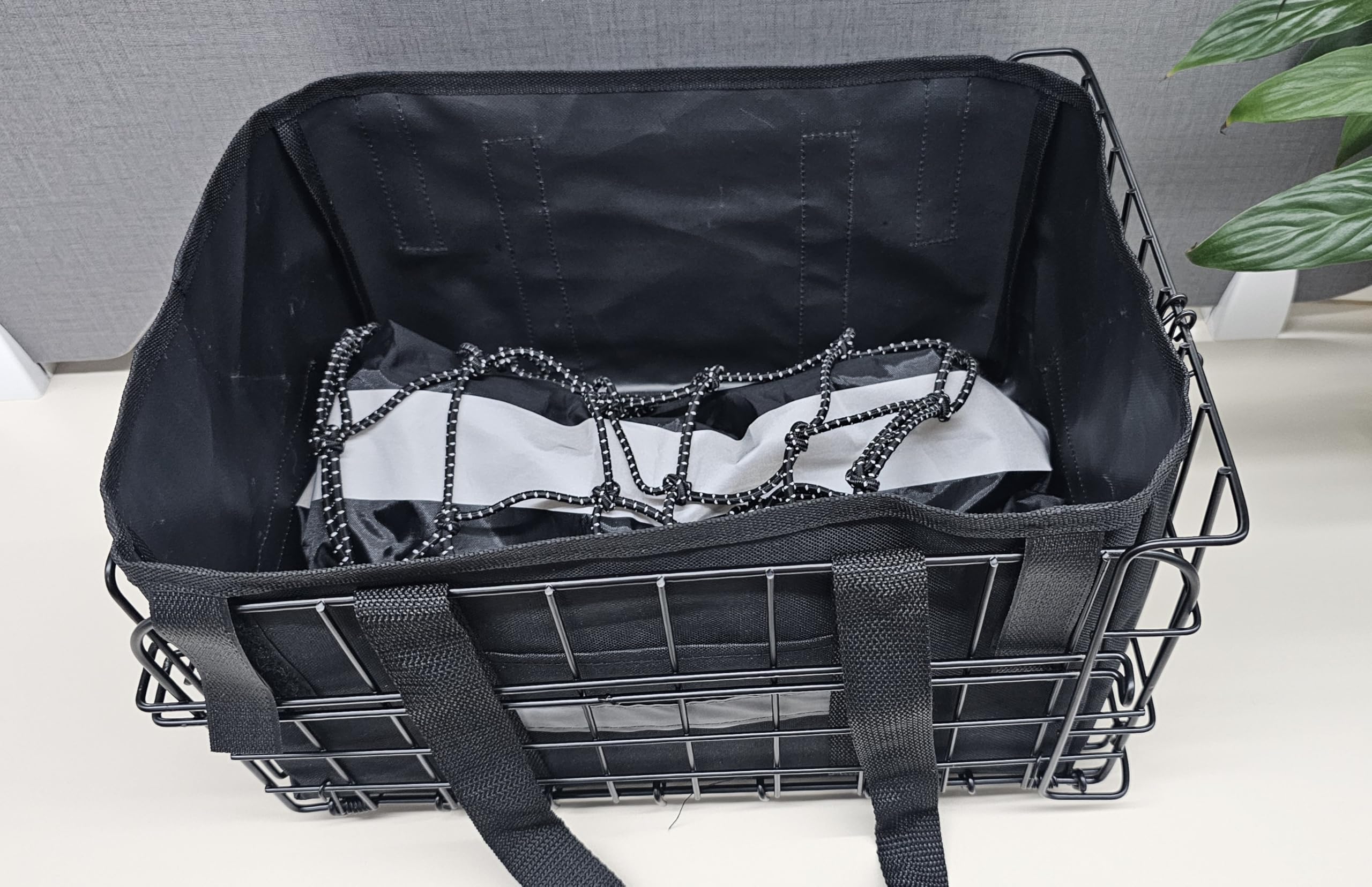 Wdmiya Cesta Trasera para Bicicleta, Cesta Plegable de Gran Capacidad con Red para Equipaje, Forro portátil y Funda Impermeable para IR al Trabajo