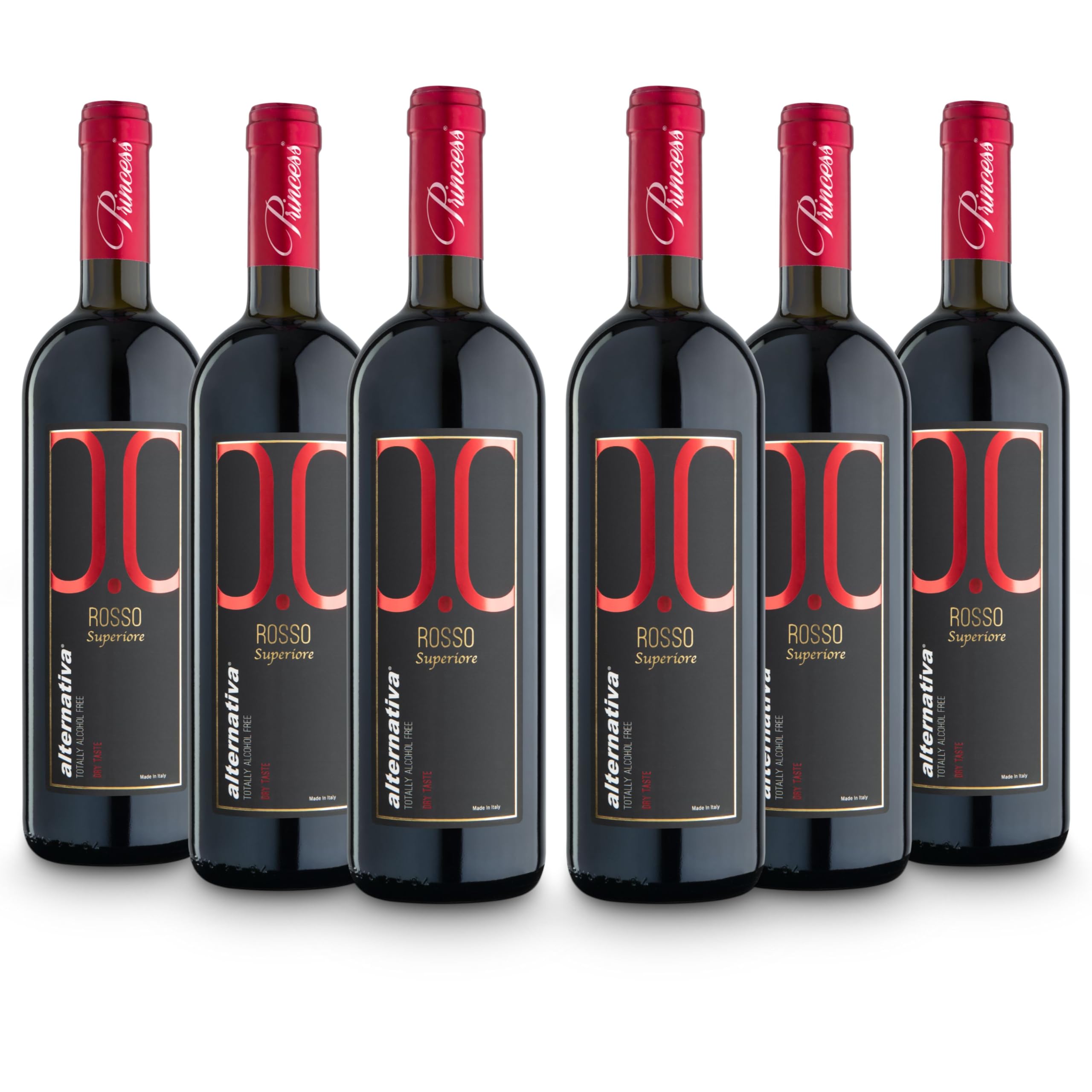 ALTERNATIVA Vino Tinto Sin Alcohol 0,0% - Pack de 6 Botellas de 750ml - Perfecto para Celebraciones, Regalos