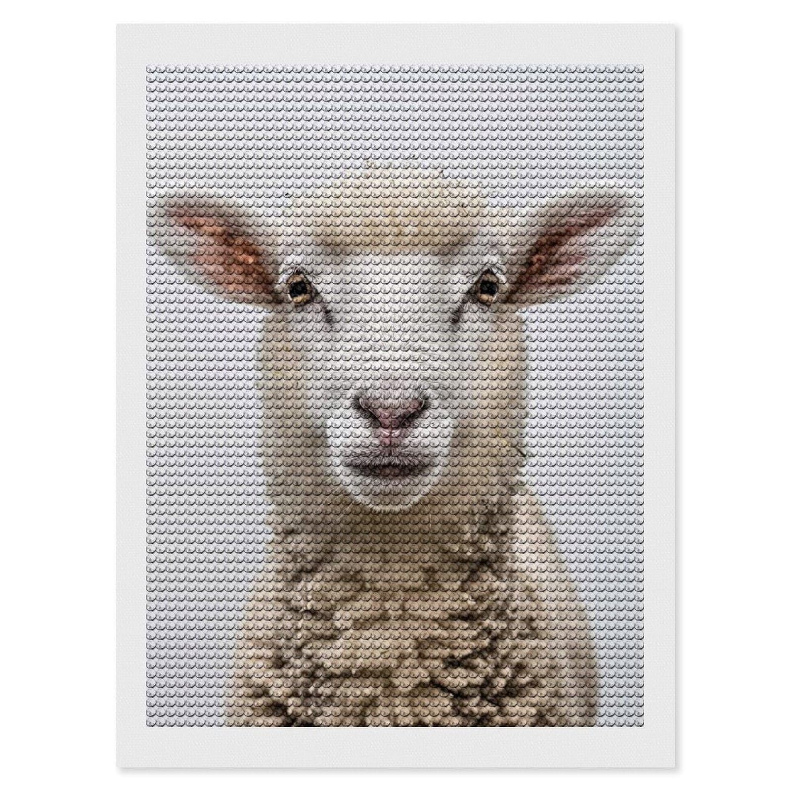Junmoney Sheep Face Diamond Painting Canvas Set 12"x16", for Women, Pleasing Wall Art Project, Aesthetic Room Decor, Gift Idea