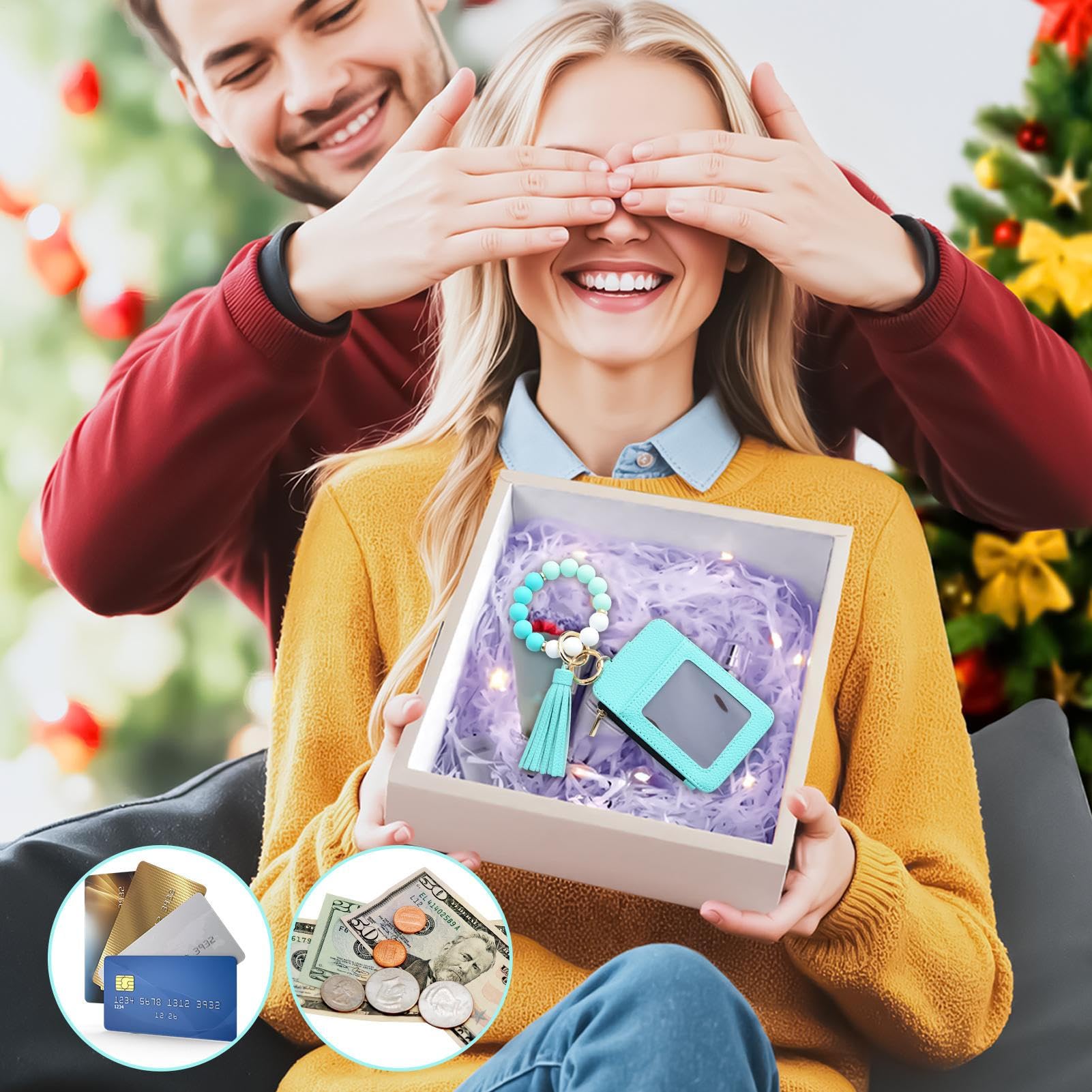Portafoglio portachiavi portamonete con cinturino | portafoglio con perline con portachiavi | porta carte da donna,shopping appuntamenti e matrimoni, vacanze, compleanno, viaggi