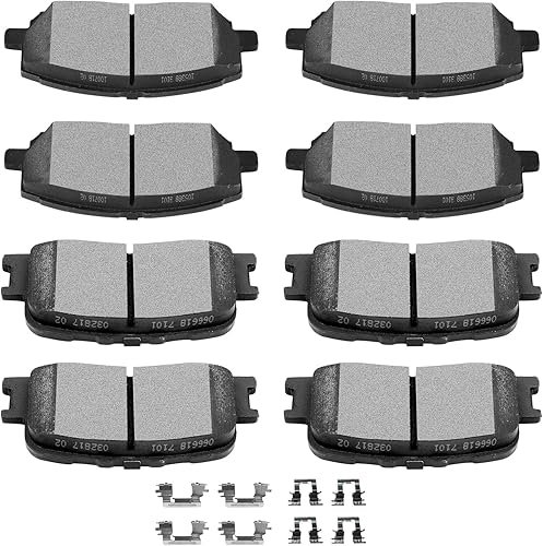 SCITOO D884 D885 Ceramic Brake Pads Sets Front & Rear Replacement For Toyota Highlander 2001-2003