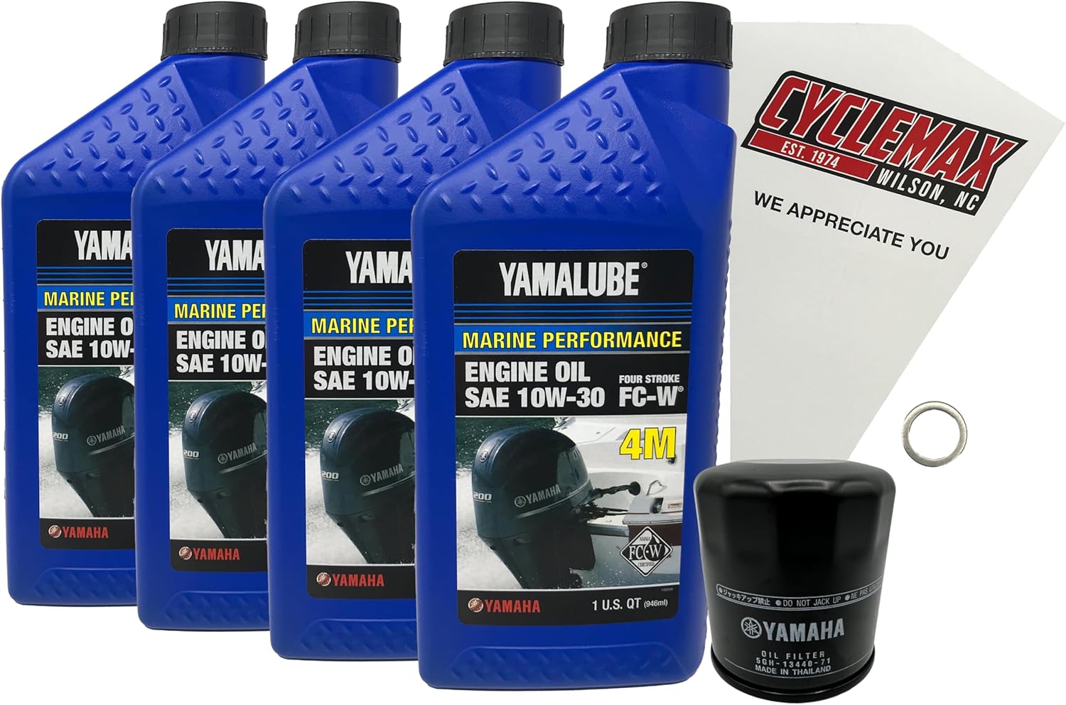 CYCLEMAX F75-F115 Yamalube 10W30 Marine Oil Change Kit Compatible with 2018-2024 Yamaha VF90 Outboard Engine