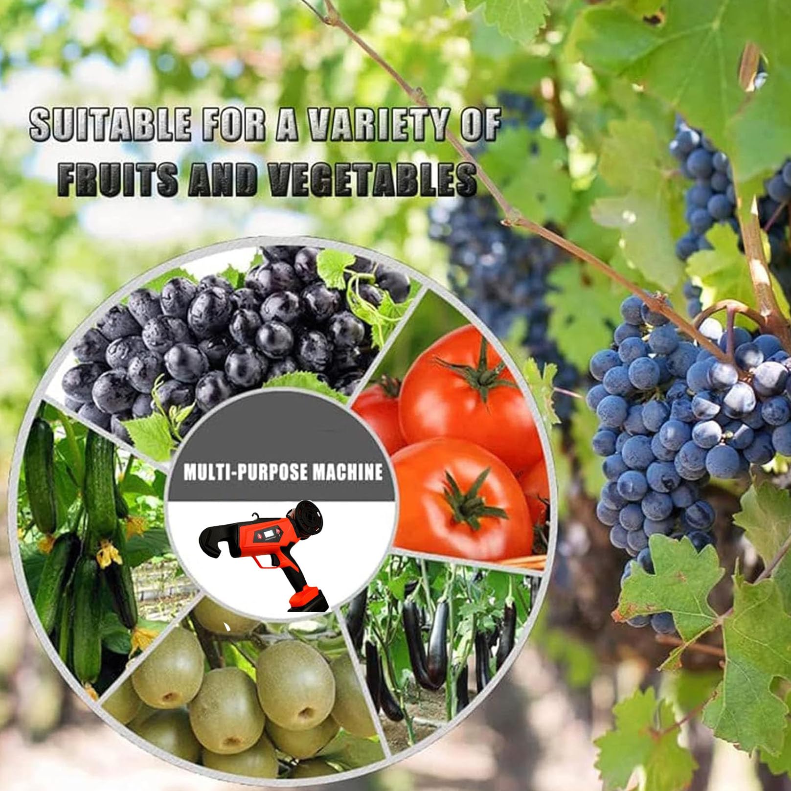 Máquina para Atar Viñas, Máquina Eléctrica para Atar Plantas De Jardinería, Pistola para Uvas, Tomates, Pepinos, Pimientos Y Flores, Máquina Atadora De Plantas Eléctrica（con Tijeras de podar）