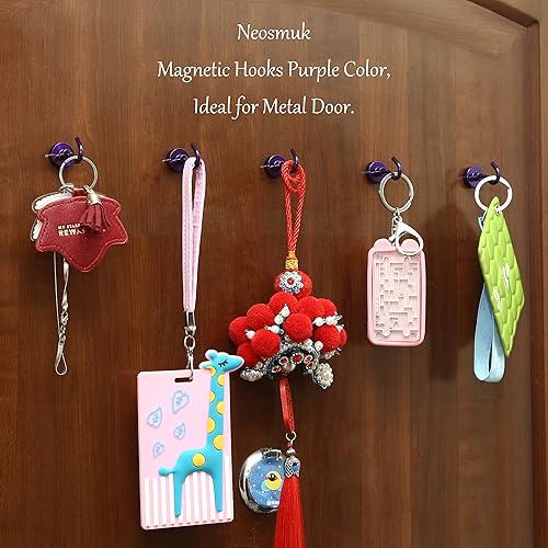 Miniatura 5 de Neosmuk Ganchos magnéticos, imanes de tierra resistentes con gancho para refrigerador, gancho de crucero extra fuerte para colgar, gancho magnético