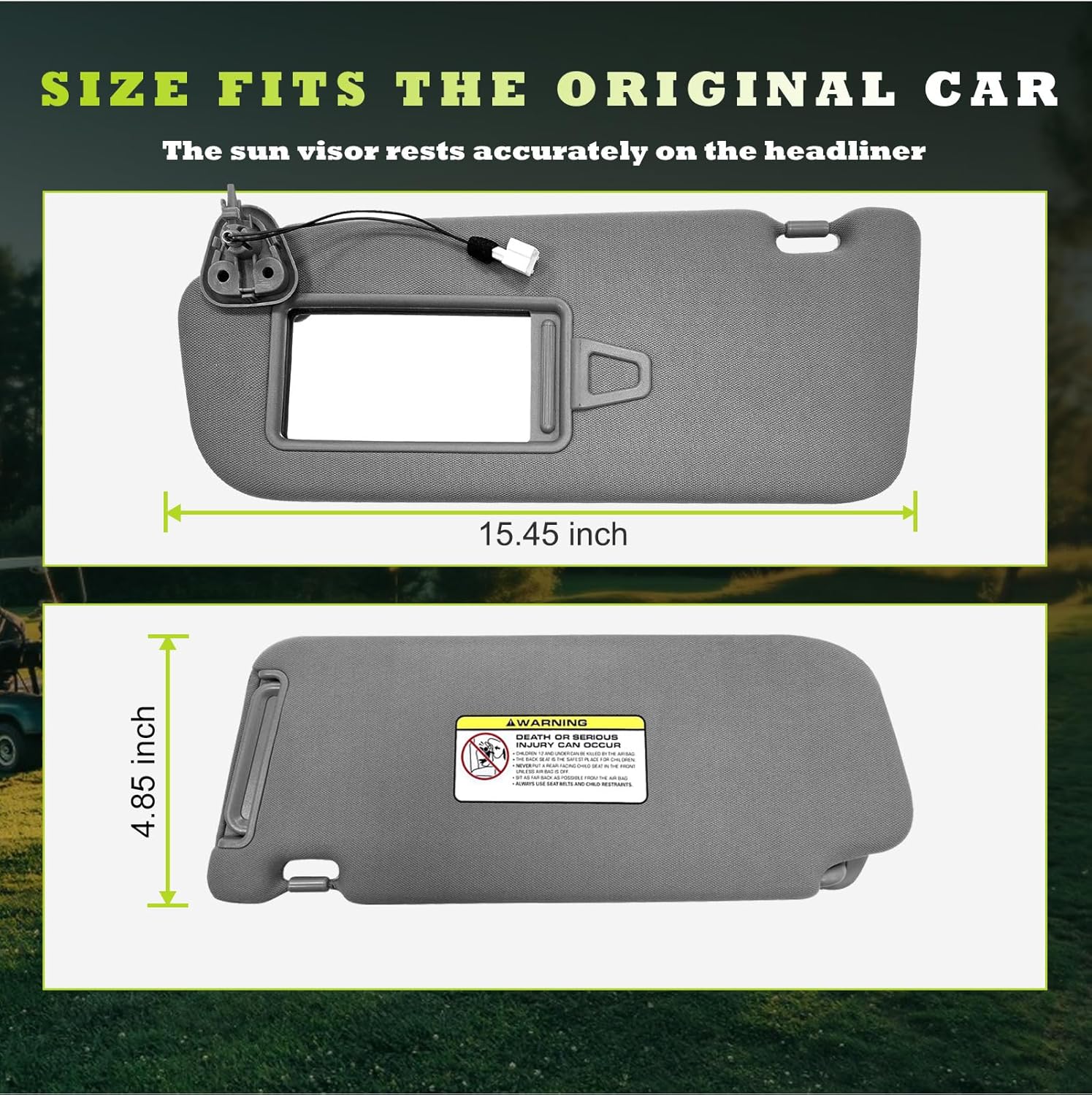 Sun Visor Replacement Fits for Hyundai Santa Fe 2006-2009 Sunshade with Light 852100W110J4 (Left Driver Side (Grey))