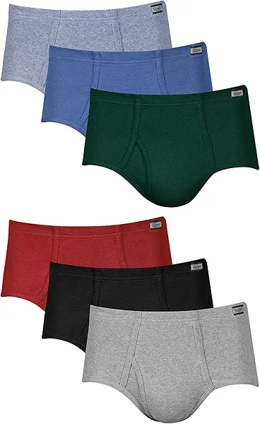 Hanes Men's 6-Pack Tagless No Ride Up Briefs with ComfortSoft Waistband, Assorted, X-Large