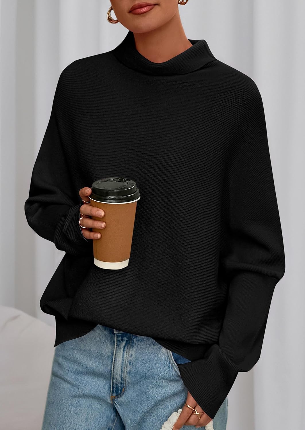 PRETTYGARDEN Fall Sweaters for Women 2026 Winter Clothing Batwing Sleeve Casual Loose Knit Turtleneck Sweater Holiday Outfits - Image 7