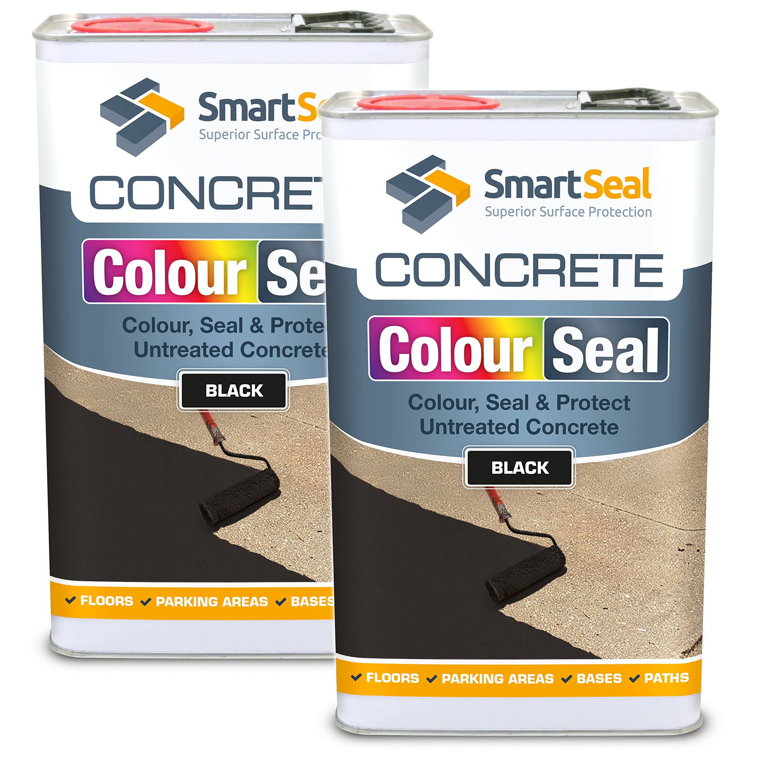 SmartSeal Coloured Concrete Sealer (Black, 2 x 5L) - Professional Sealant to Recolour, Protect & Transform Floors - Durable Alternative to Concrete Paint - Hard-Wearing Finish — image 1