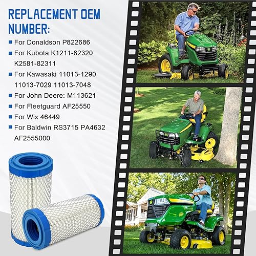 Miniatura 2 de Filtro de aire para Kubota K1211-82320 BX23 BX24 BX25 BX22 / John Deere M113621 / 6449 / Kawasaki 11013-1290 11013-7029 11013-7048 / Donaldson P8