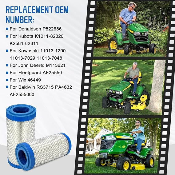 Air Filter for Kubota K1211-82320 BX23 BX24 BX25 BX22 / John Deere M113621 / Kawasaki 11013-1290 11013-7029 11013-7048 / Wix 46449/6449 / Donaldson P822686 / Fleetguard AF25550 / Baldwin PA4632