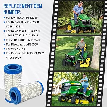 Air Filter for Kubota K1211-82320 BX23 BX24 BX25 BX22 / John Deere M113621 / Kawasaki 11013-1290 11013-7029 11013-7048 / Wix 46449/6449 / Donaldson P822686 / Fleetguard AF25550 / Baldwin PA4632