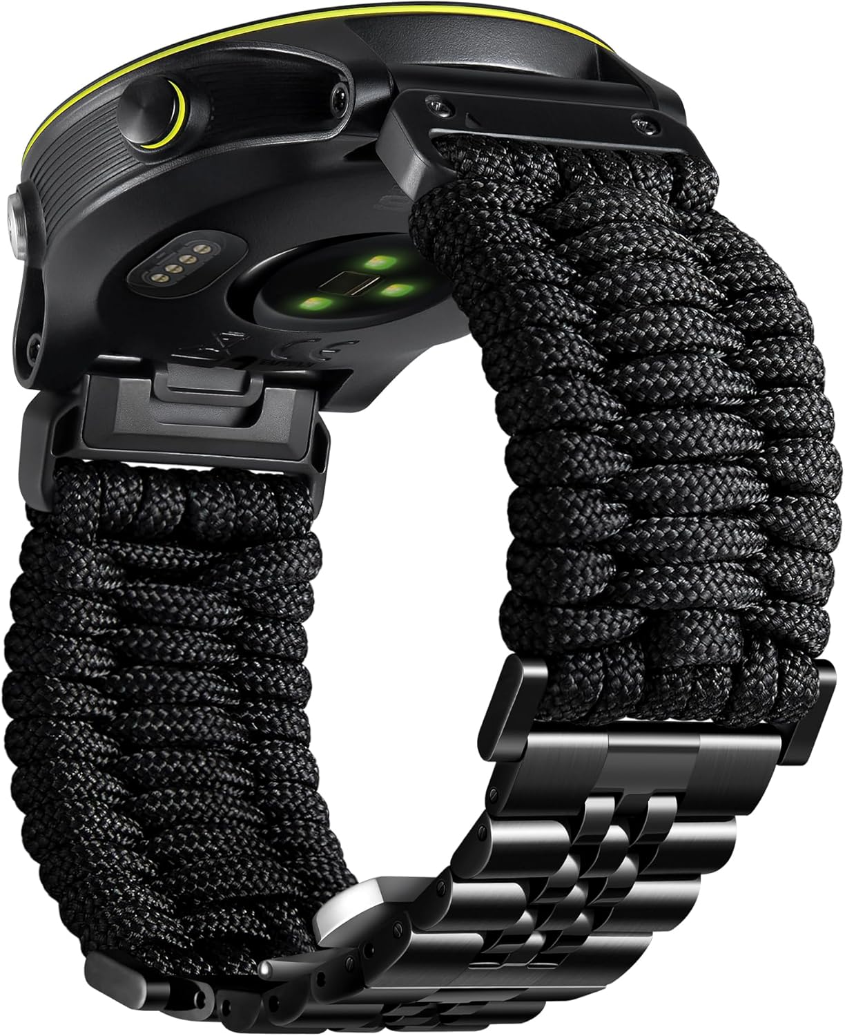 BINLUN Compatible with Garmin Watch Band 22mm 26mm Braided 550 Paracord Stainless Steel Sport Strap Fit for Quickfit Fit for Fenix Fit for Forerunner Fit for Approach Fit for MARQ Fit for Quatix