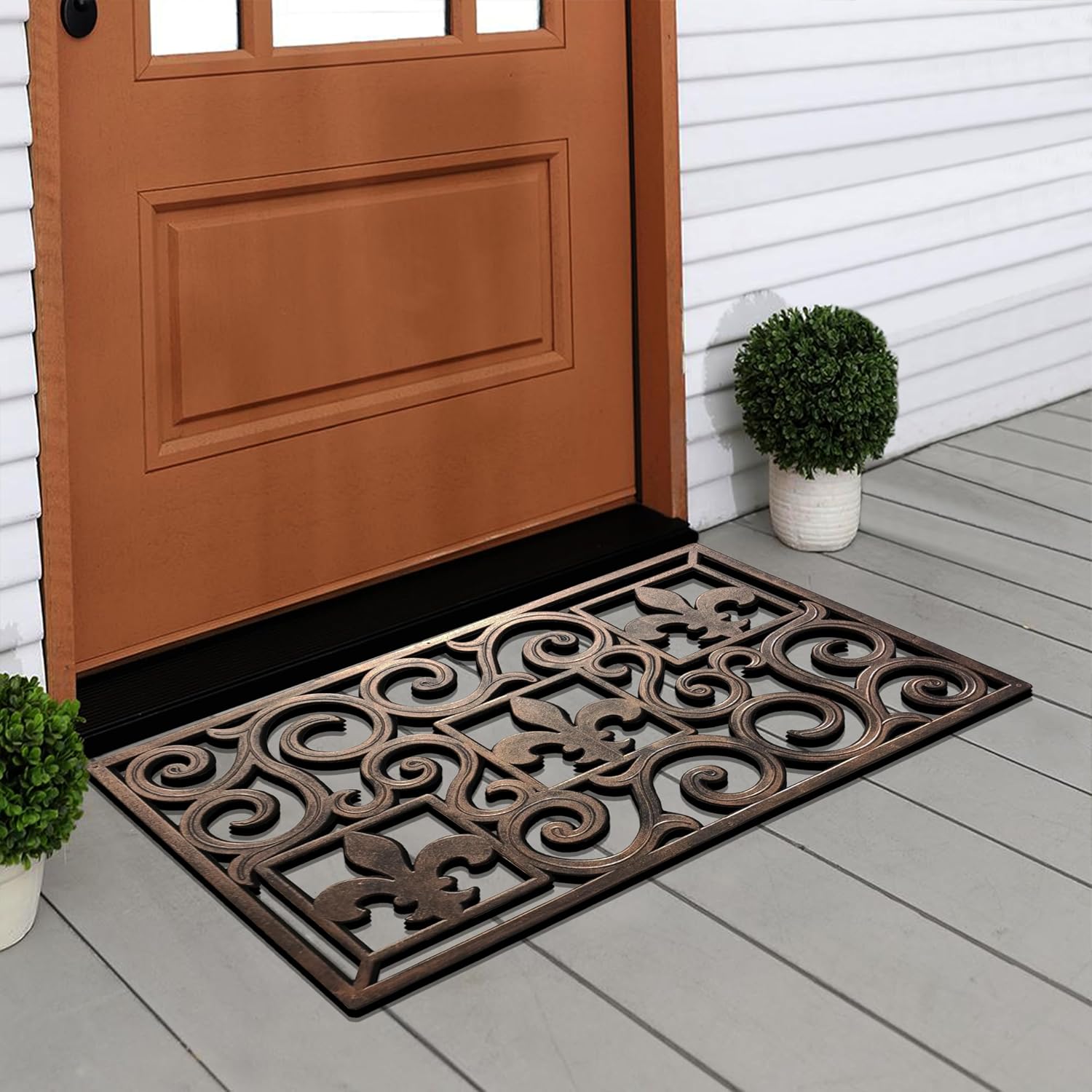 A1 Home Collections Doormat First Impression Rubber Grill Hand Finished Unique Doormat 18” X 30” for Outdoor Entrance, Welcome Mats for Front Door Indoor Non-Slip Backing
