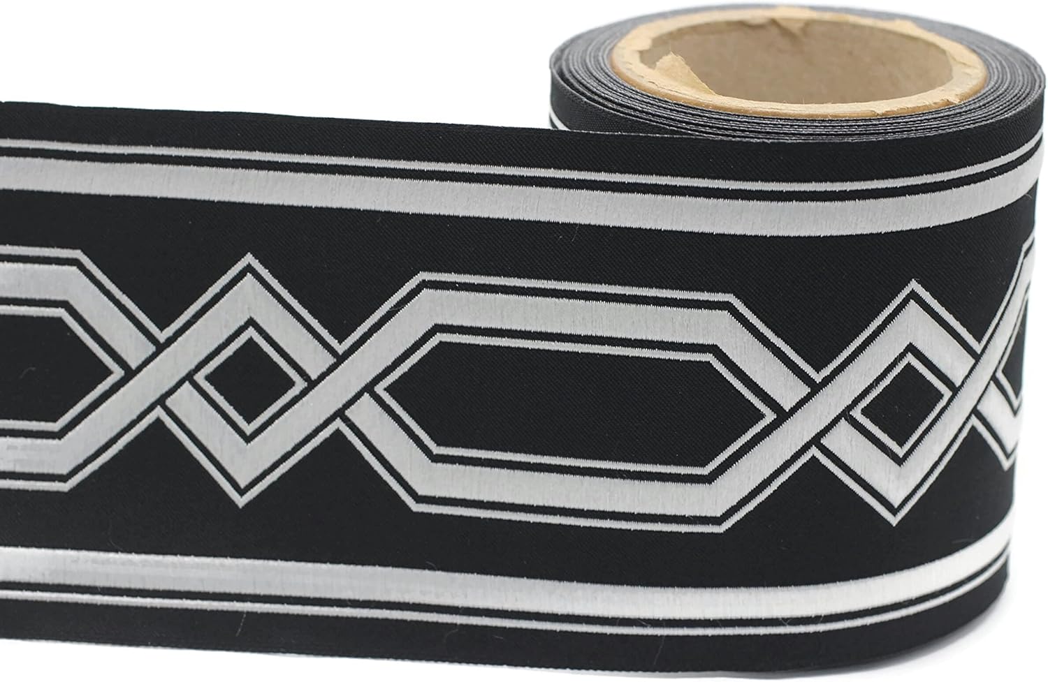 3.8 Yards Spool 3.9" Black White Geometric Drapery Trim Jacquard Ribbon for Your Drapes Curtains Drapery Banding Trim Tape V9 178
