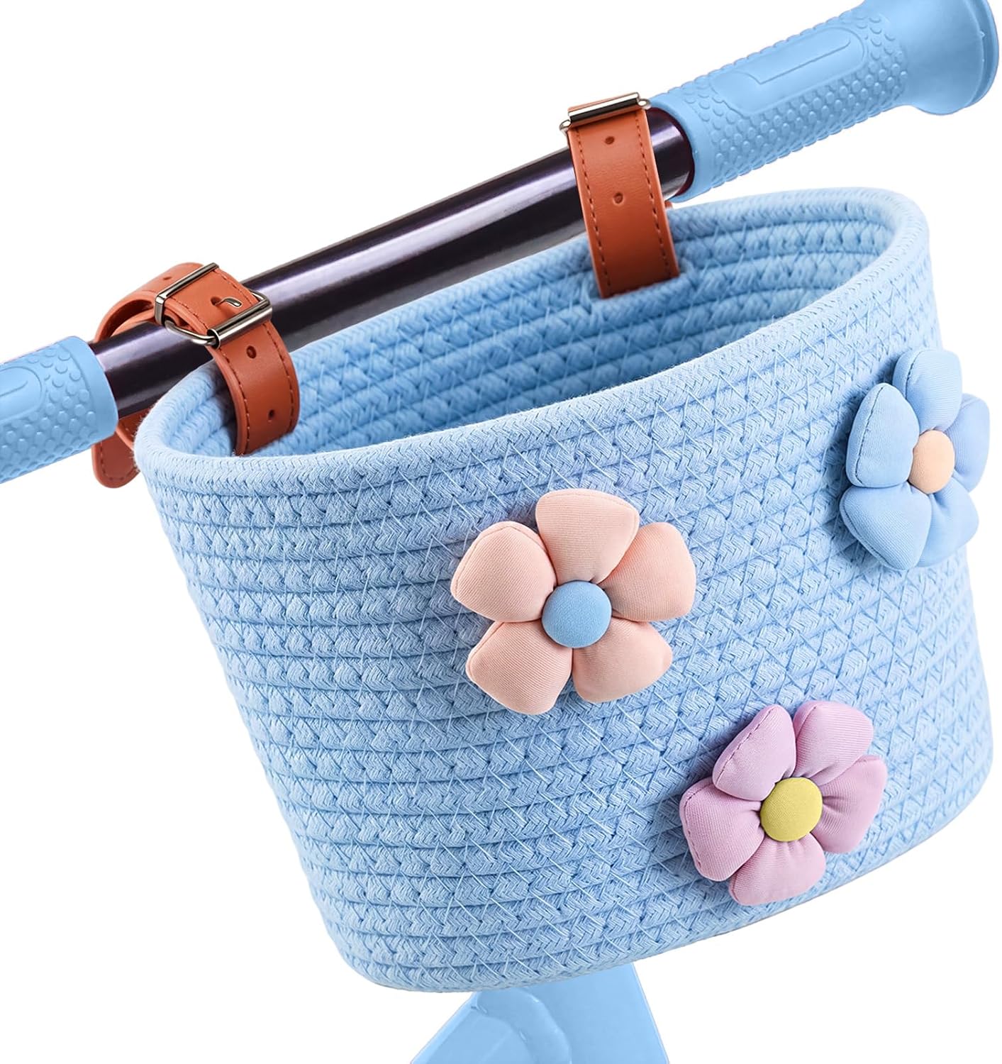 Timtin Kids Bike Basket Cotton Rope Woven Front Baskets