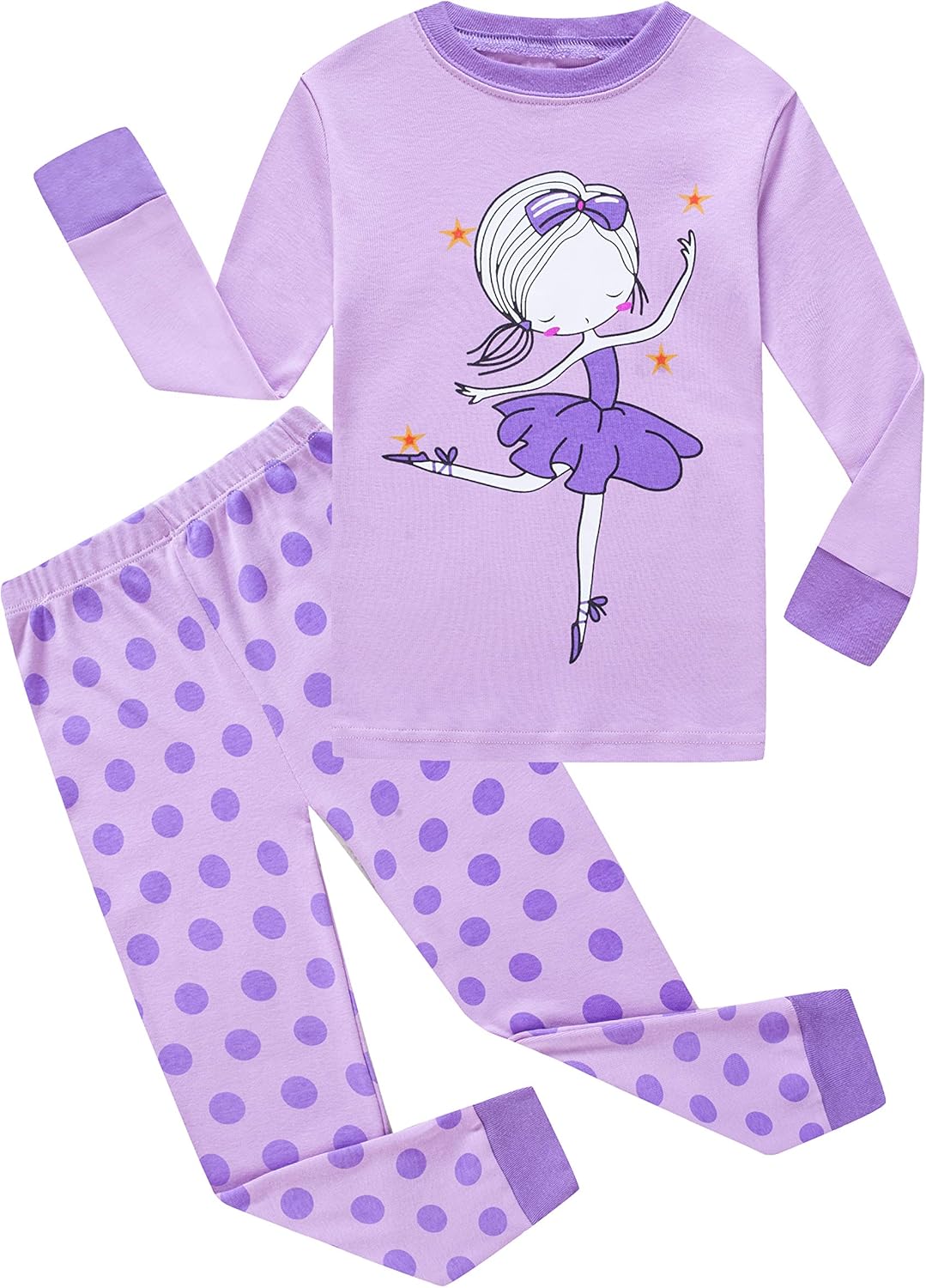 KikizYe Little Big Girls Pajamas Set Long Sleeve PJs 100% Cotton Pyjamas