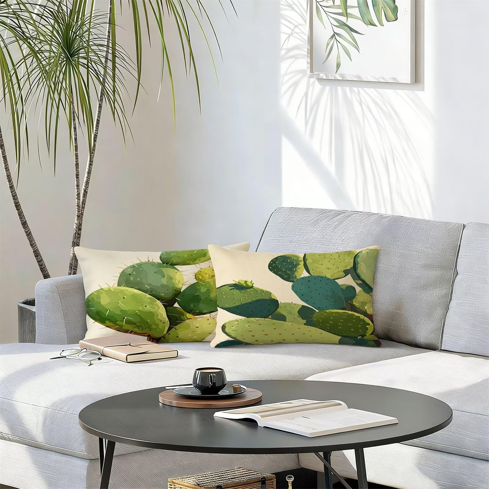 Générique Housse de Coussin Canapé Beige 30x50cm Exterieur Impermeable Cactus Taie d'oreiller Décoratif Aesthetic Housse Coussin Decoration pour Chambre Sofa Jardin Balcon Terrasse Lot de 2. T-3928