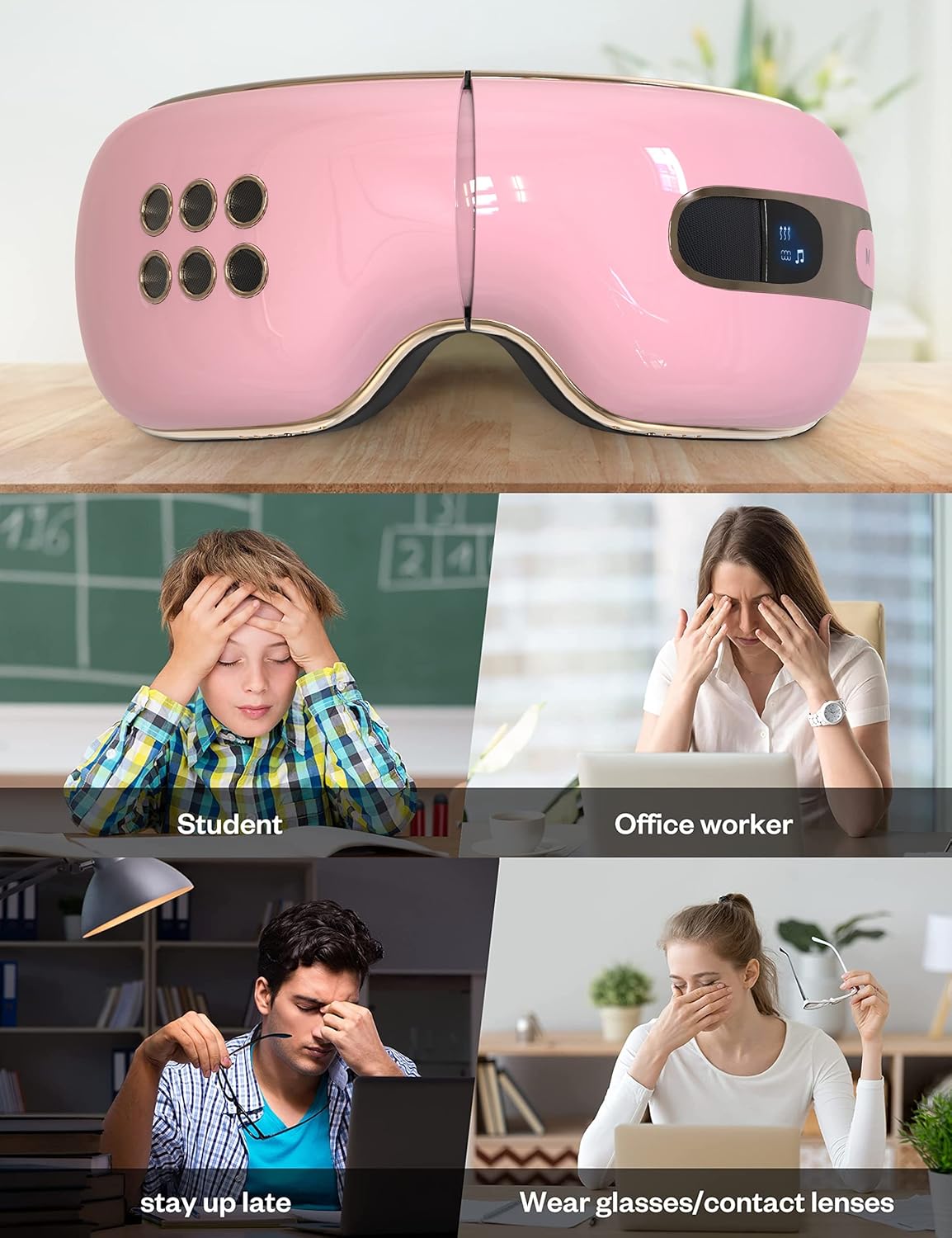 Eye Massager with Heat and Coolling for Migraines, Dry Eyes, Eye Strains, Eye Massager Mask Heat Cold Tech Bluetooth Music for Sleeping Birthday Gifts for Women Men - Image 9