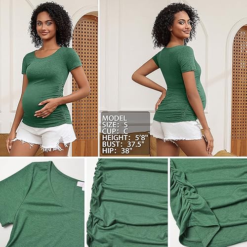 Miniatura 5 de Bhome Camiseta de maternidad de manga corta para verano, para embarazo