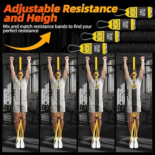 Miniatura 2 de Bandas de asistencia para dominadas, banda de resistencia ajustable para barra de dominadas con 4 bandas de asistencia, reposapiés dobles, bandas de