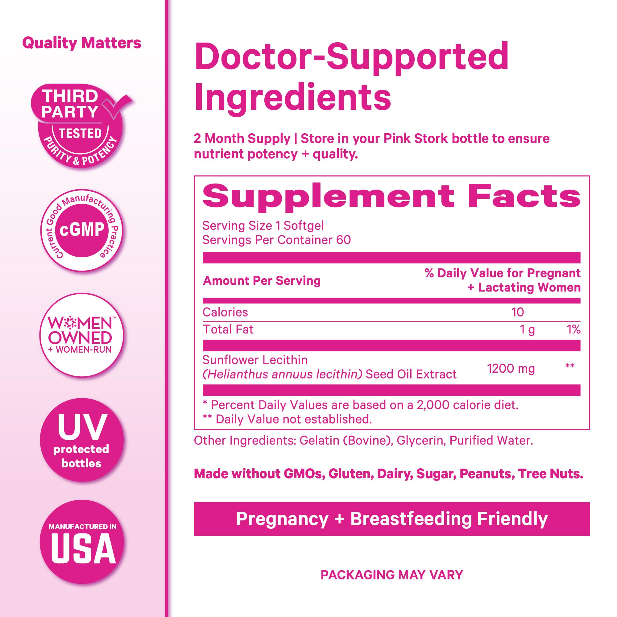 Pink Stork Sunflower Lecithin Supplement - 1200 mg - 60 Softgels — Amazon image 5