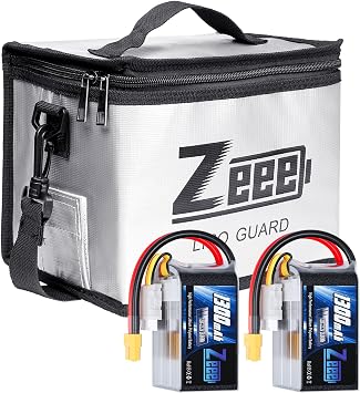 Zeee 6S Lipo Battery 1300mAh 22.2V 120C Soft Case Battery XT60 Connector 2 Pack Batteries with 1 Pcs Lipo Safe Bag Fireproof Explosionproof Bag for Storage Charging